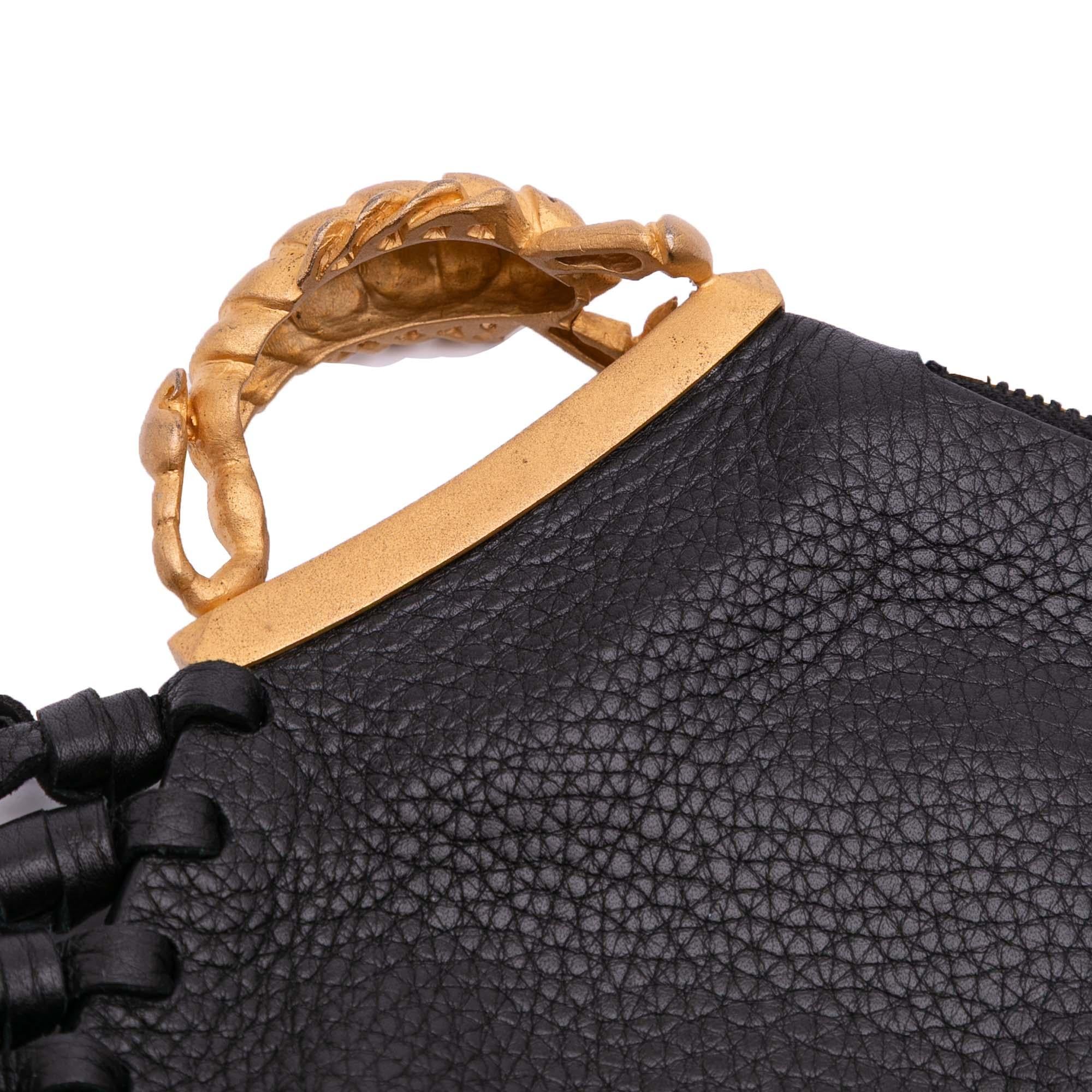 Valentino Grained Calfskin C Rockee Zodiac Fringe Clutch