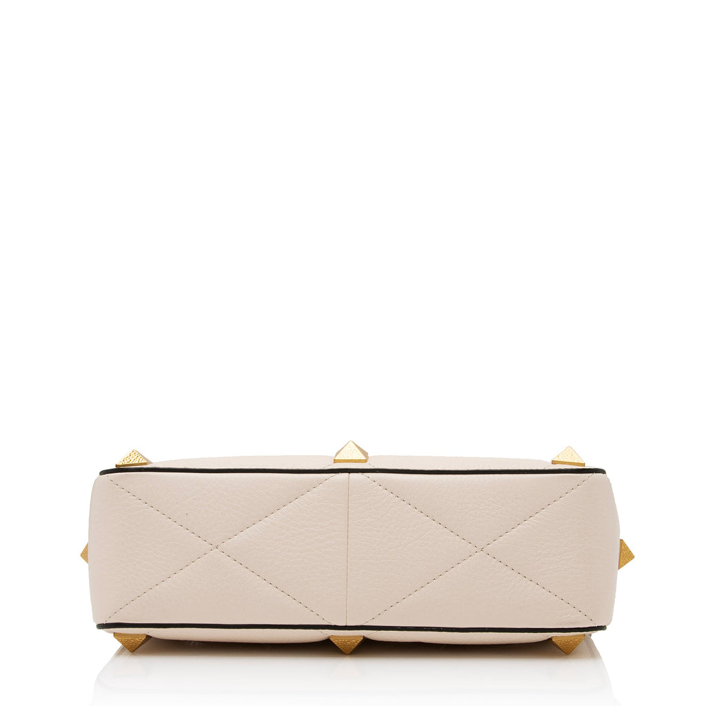Valentino Grained Calfskin Hammered Roman Stud Large Shoulder Bag (SHF-23647)