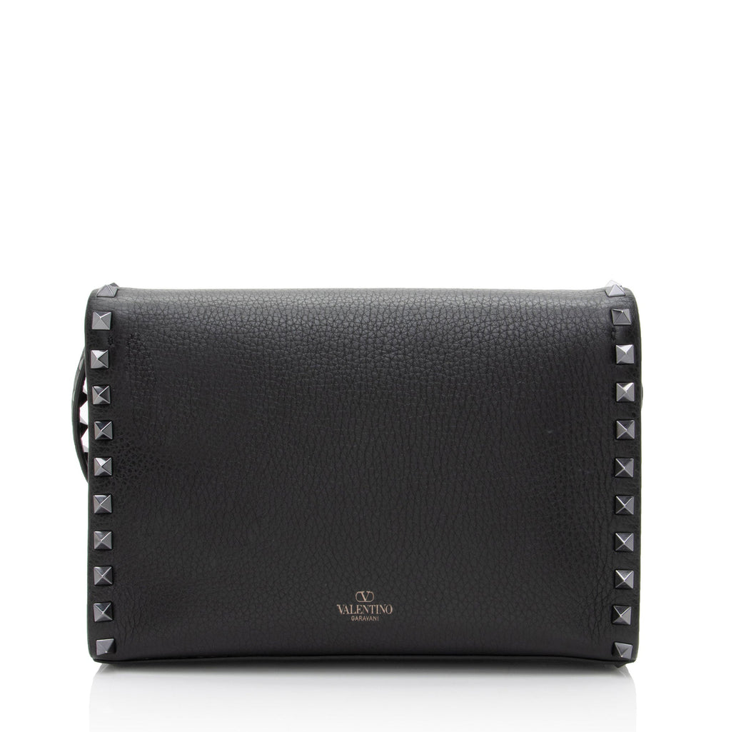 Valentino Grainy Calfskin Rockstud Flip Lock Flap Small Crossbody