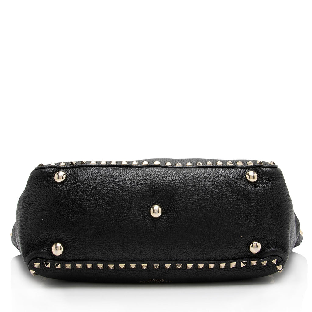 Valentino Grainy Calfskin Rockstud Medium Tote (SHF-23281)