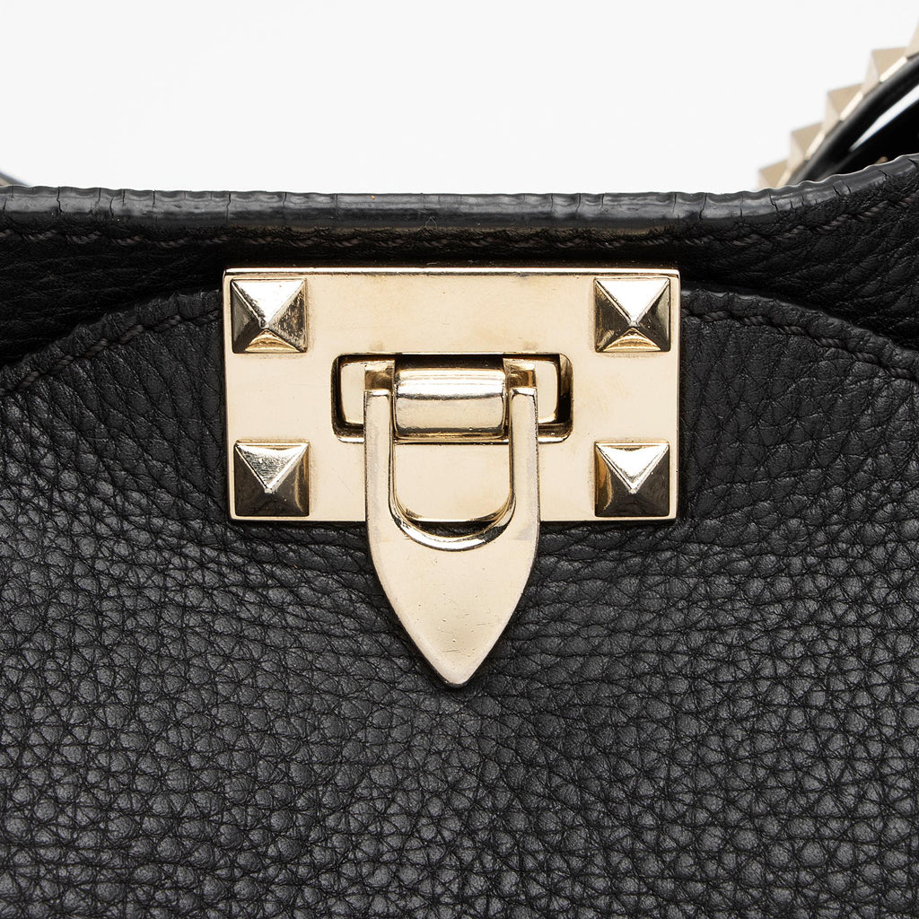 Valentino Grainy Calfskin Rockstud Medium Tote (SHF-23281)