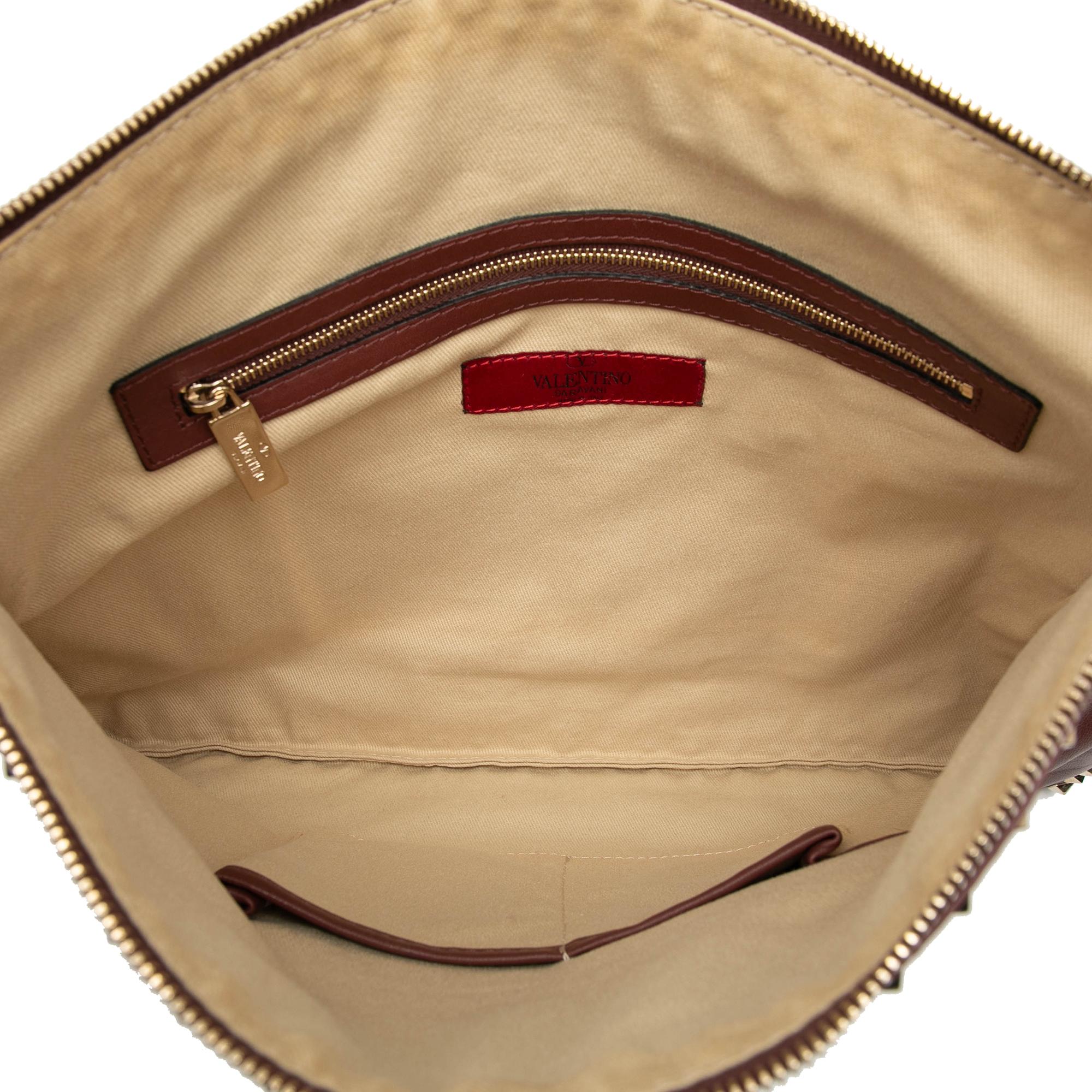 Valentino Large Leather Rockstud Clutch