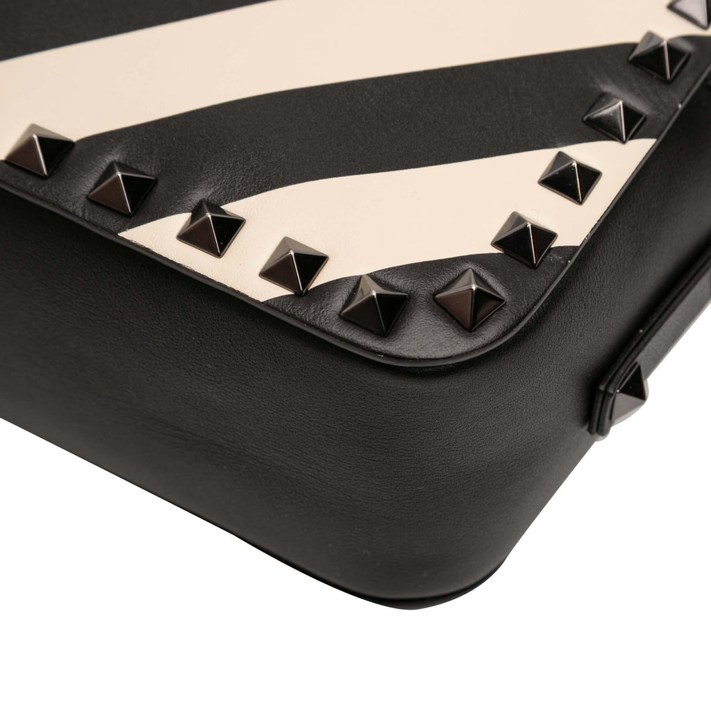 Valentino Leather Chevron Print Rockstud Camera Bag