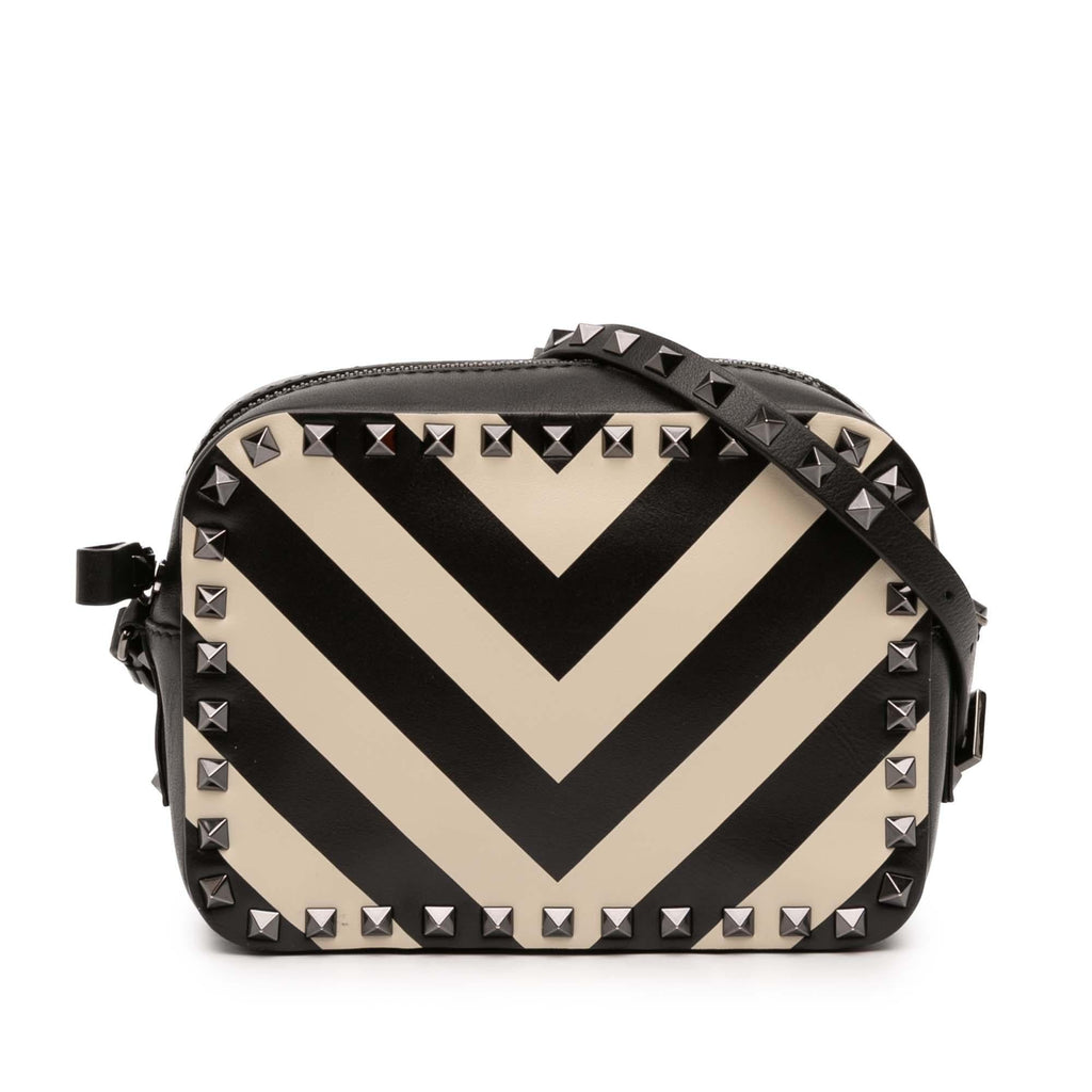 Valentino Leather Chevron Print Rockstud Camera Bag