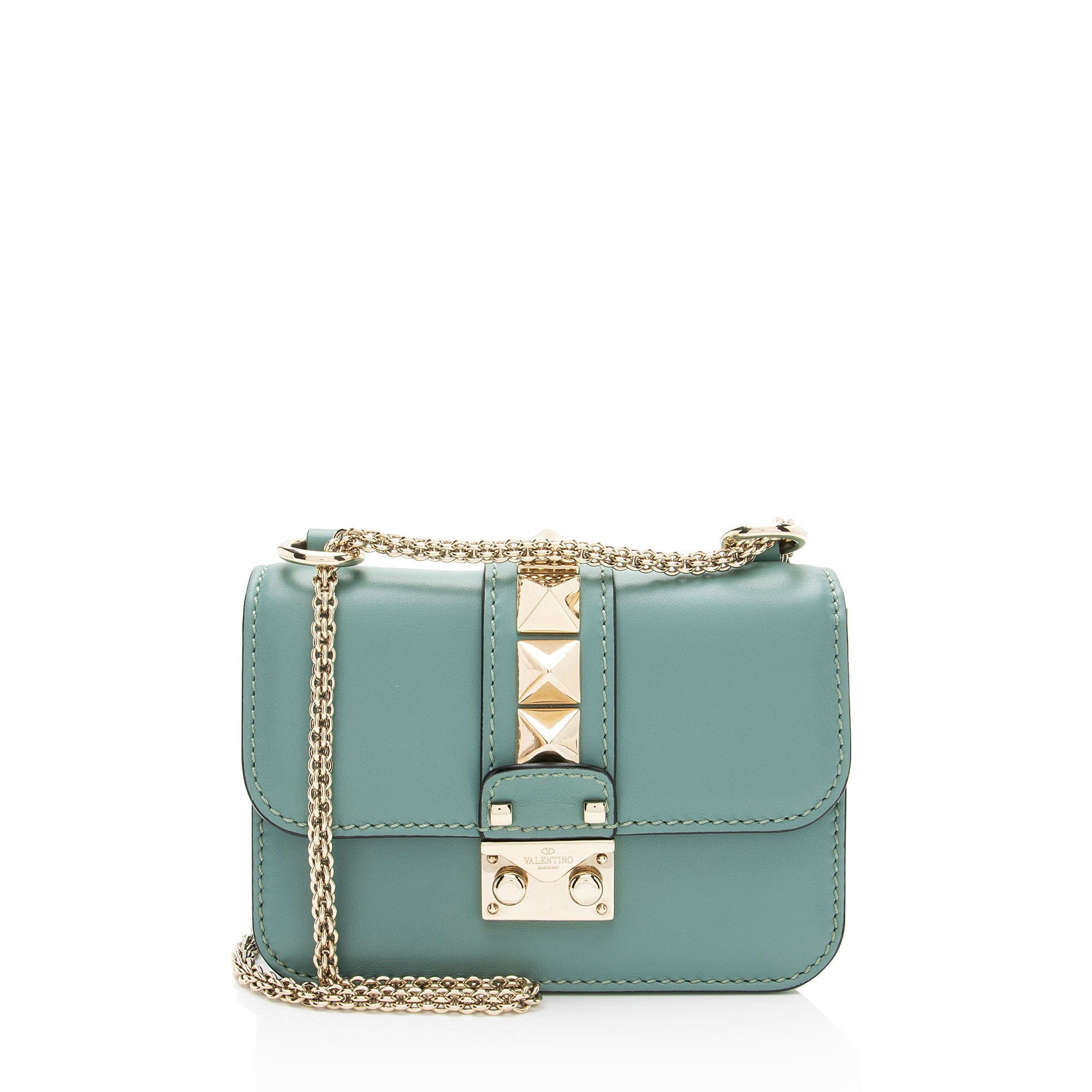 Valentino Leather Glam Lock Mini Shoulder Bag
