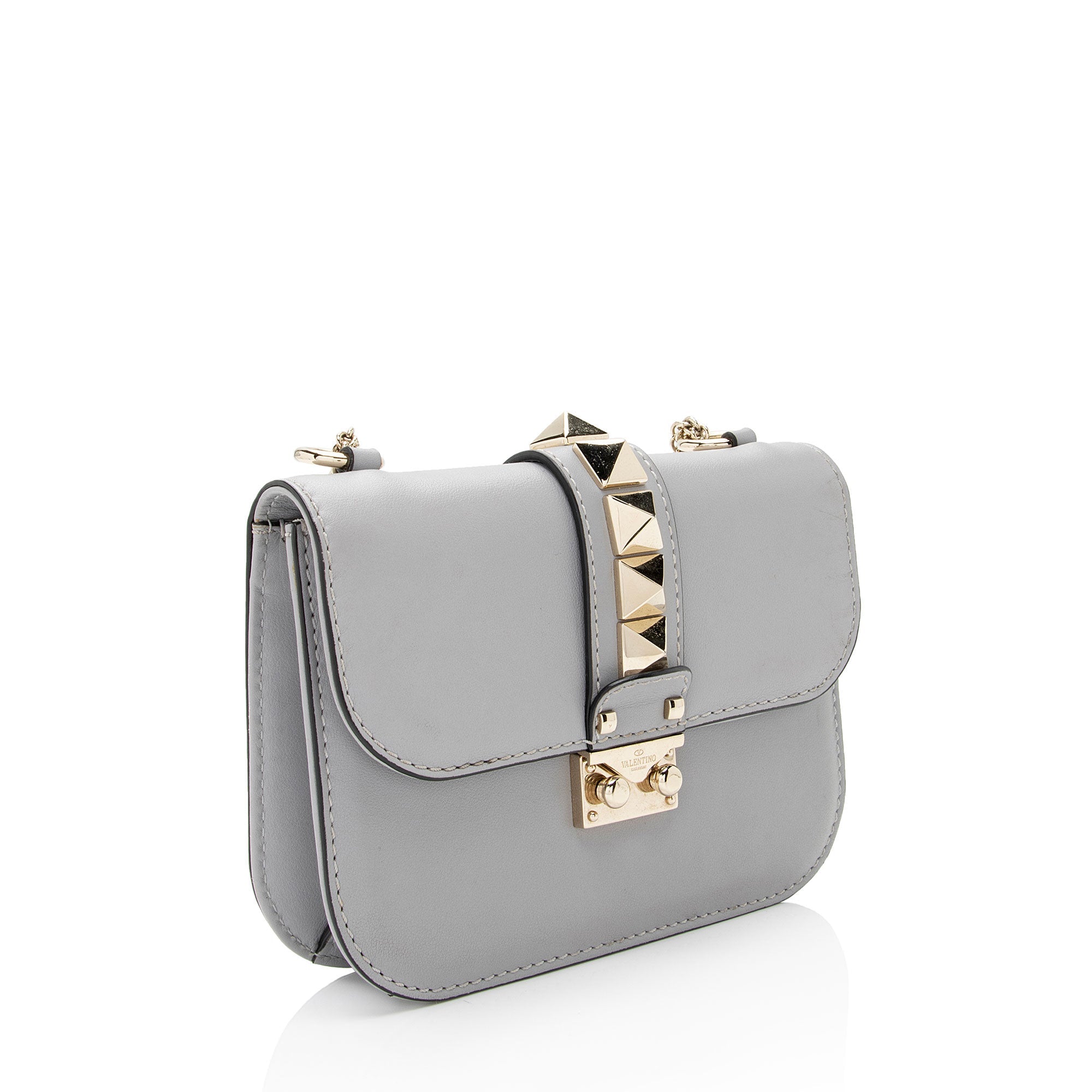 Valentino Calfskin Glam Lock Small Shoulder Bag (SHF-7ggMwP)