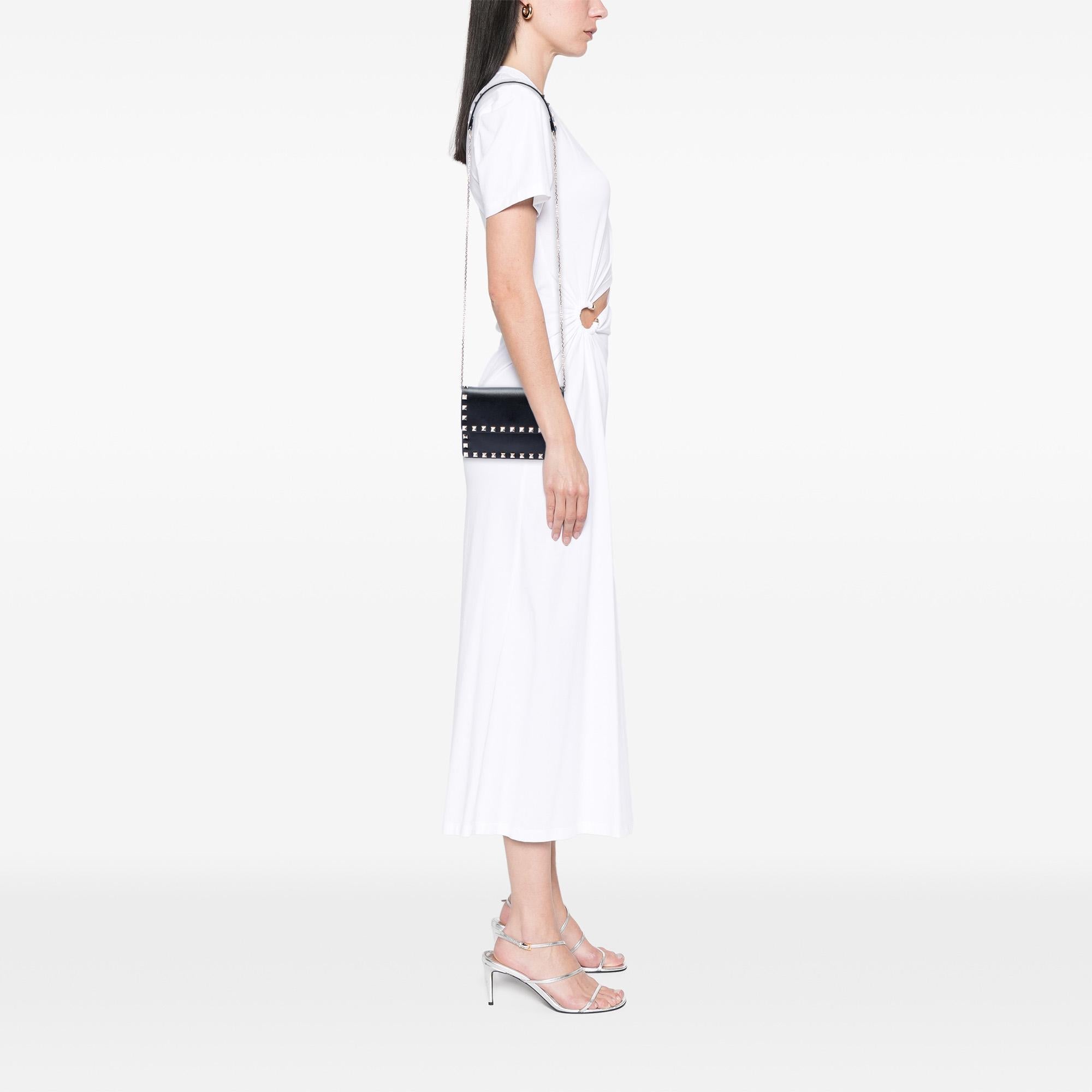 Valentino Leather Rockstud Clutch on Chain