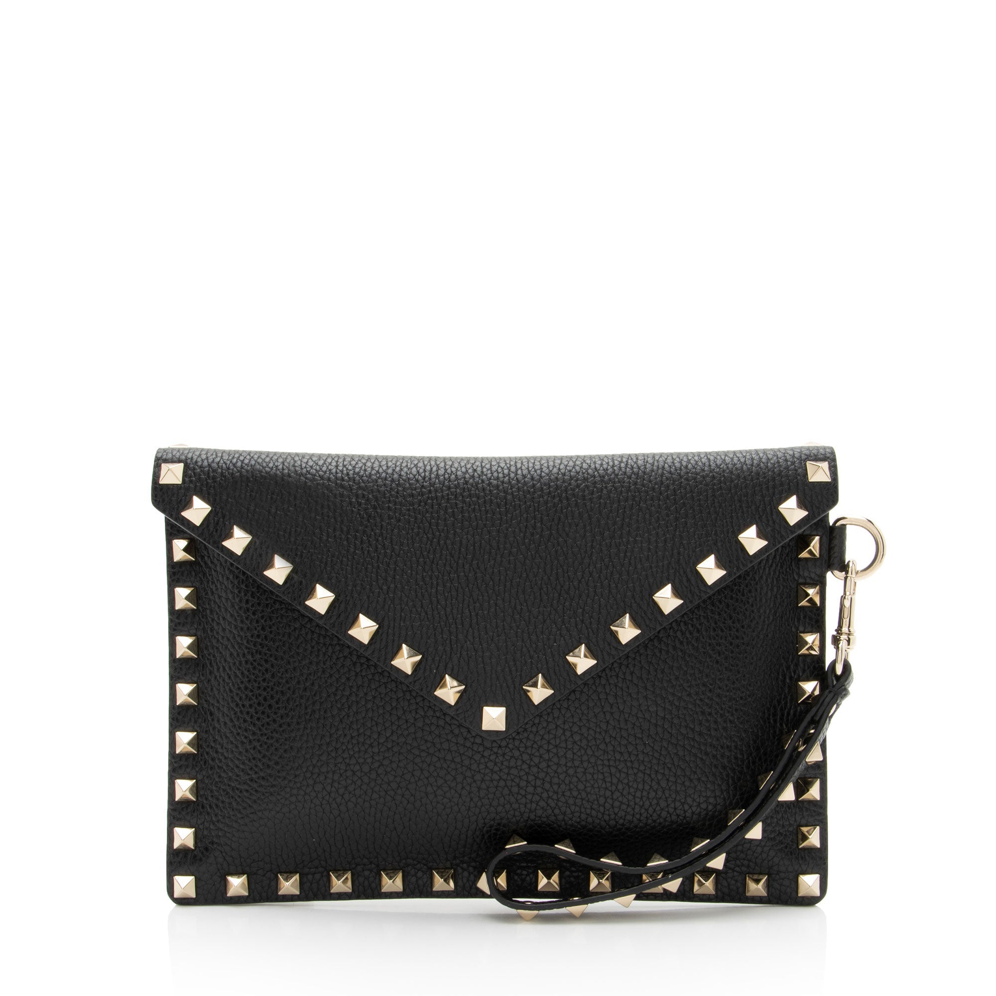 Valentino Leather Rockstud Envelope Flap Small Clutch