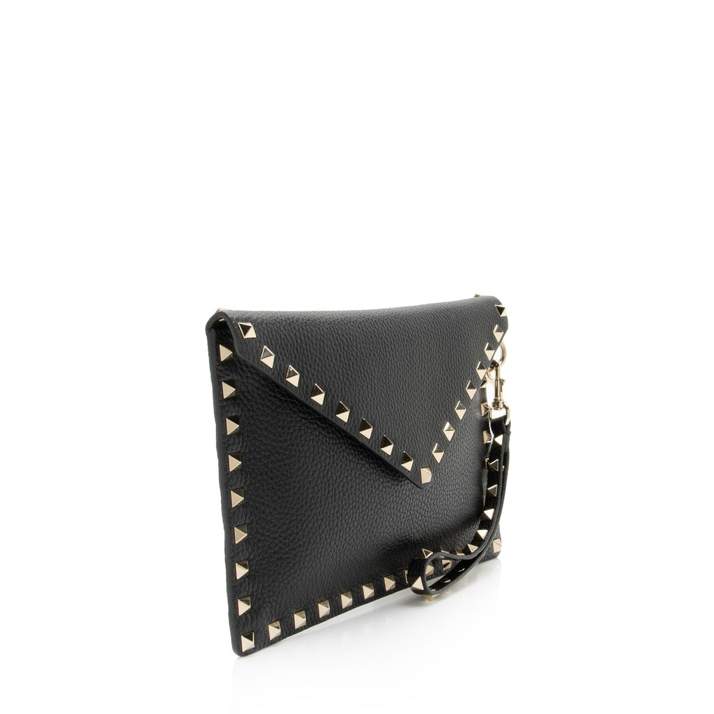 Valentino Leather Rockstud Envelope Flap Small Clutch