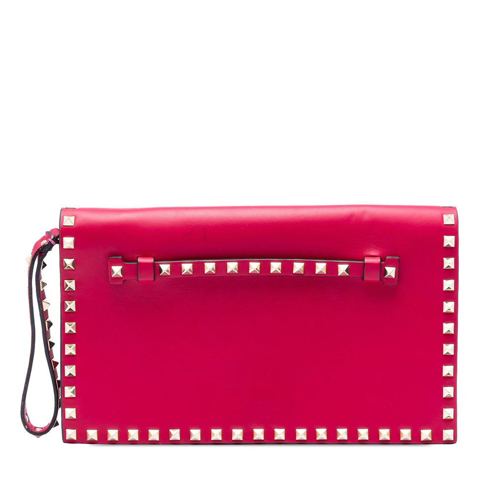 Valentino Leather Rockstud Flap Clutch