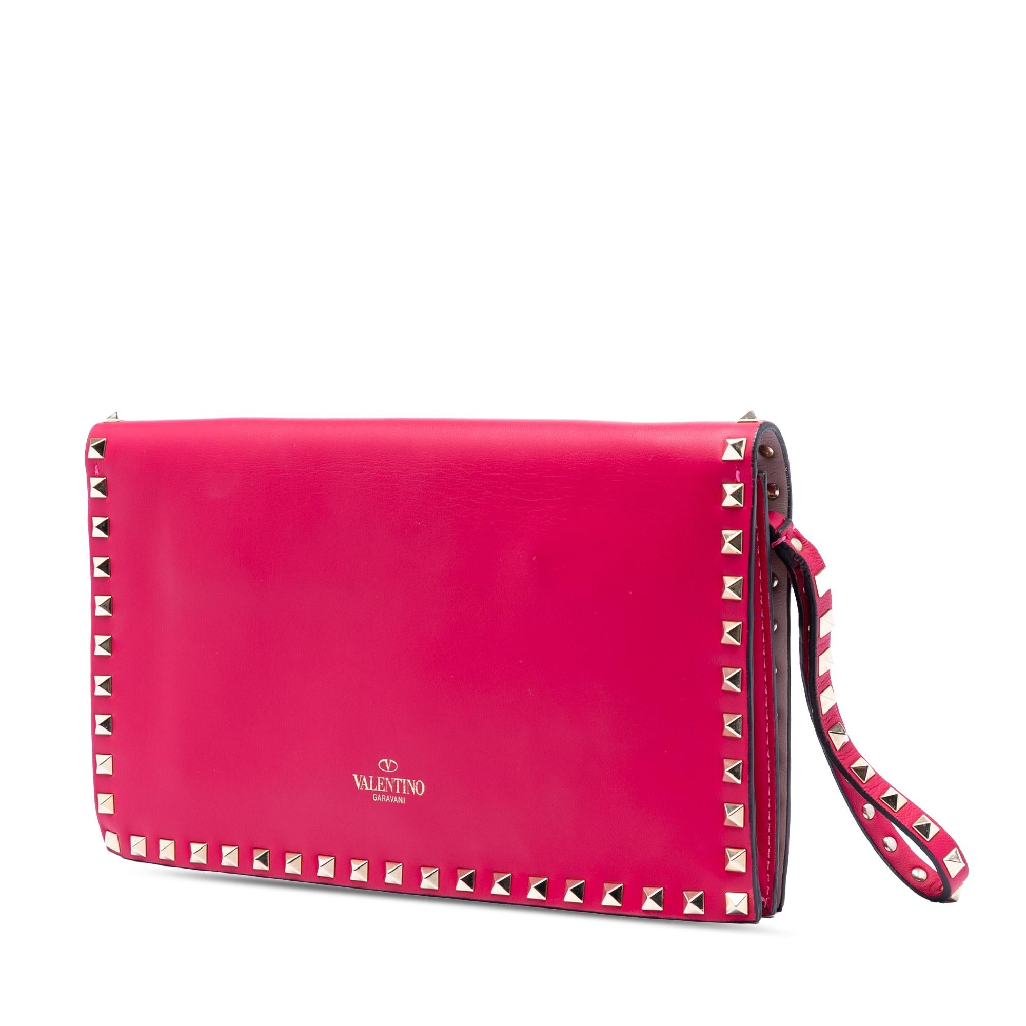 Valentino Leather Rockstud Flap Clutch