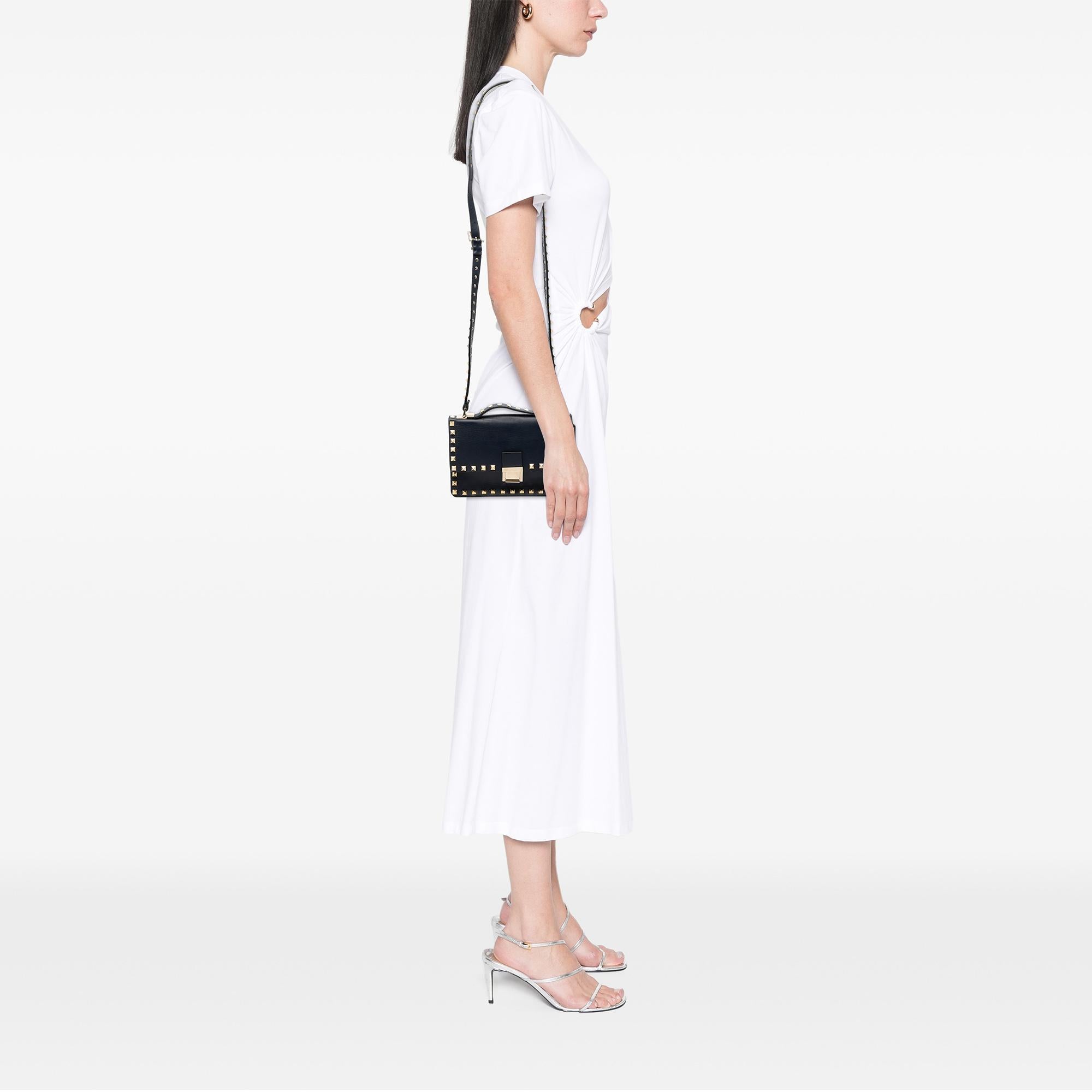 Valentino Leather Rockstud Flap Satchel