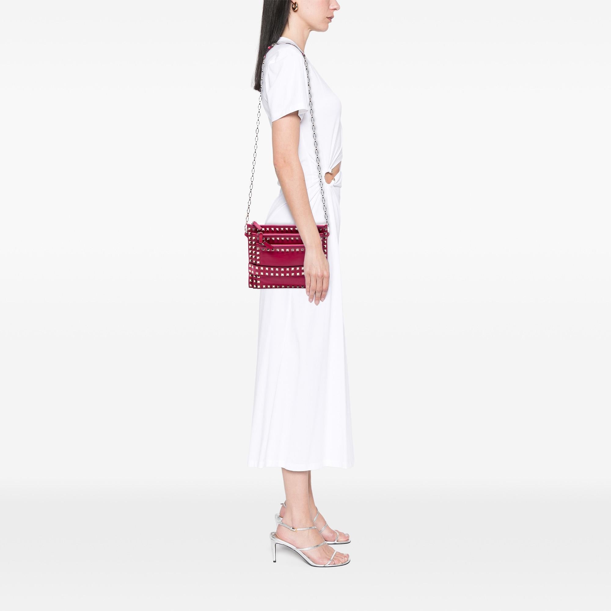 Valentino Leather Rockstud Triple Zip Crossbody