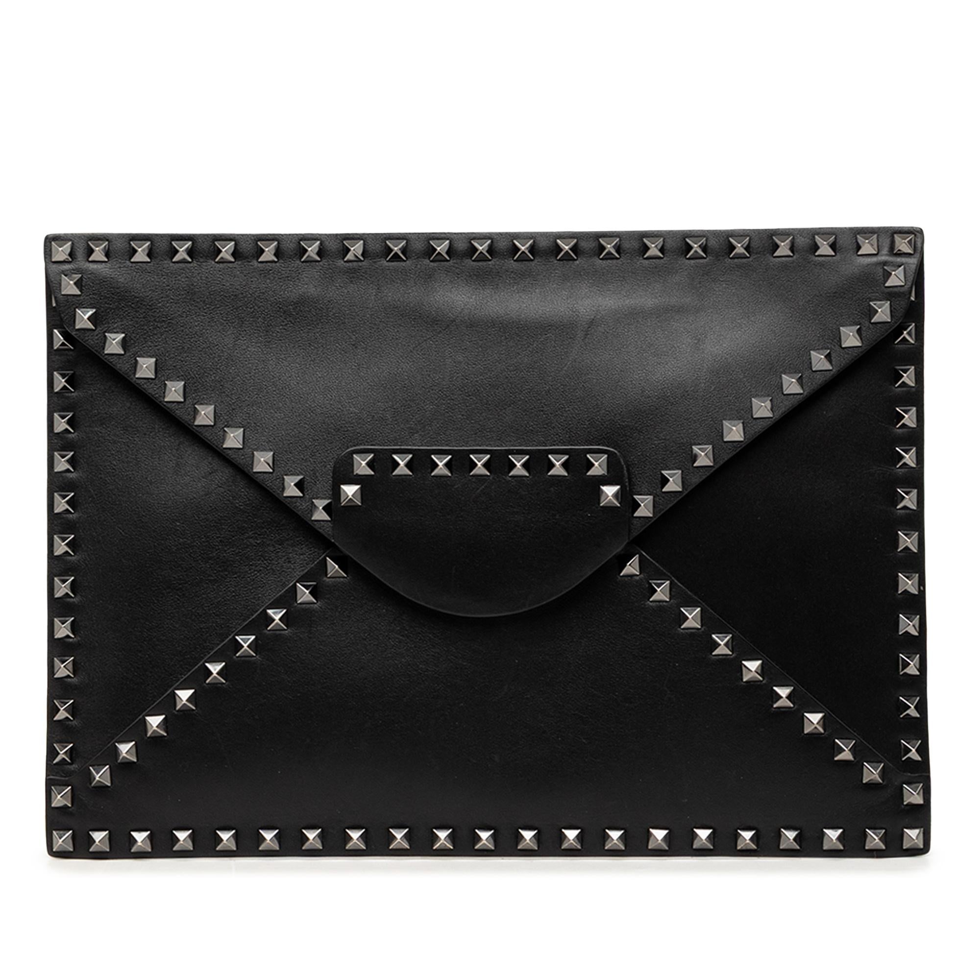 Valentino Leather Rockstud Untitled Envelope Clutch