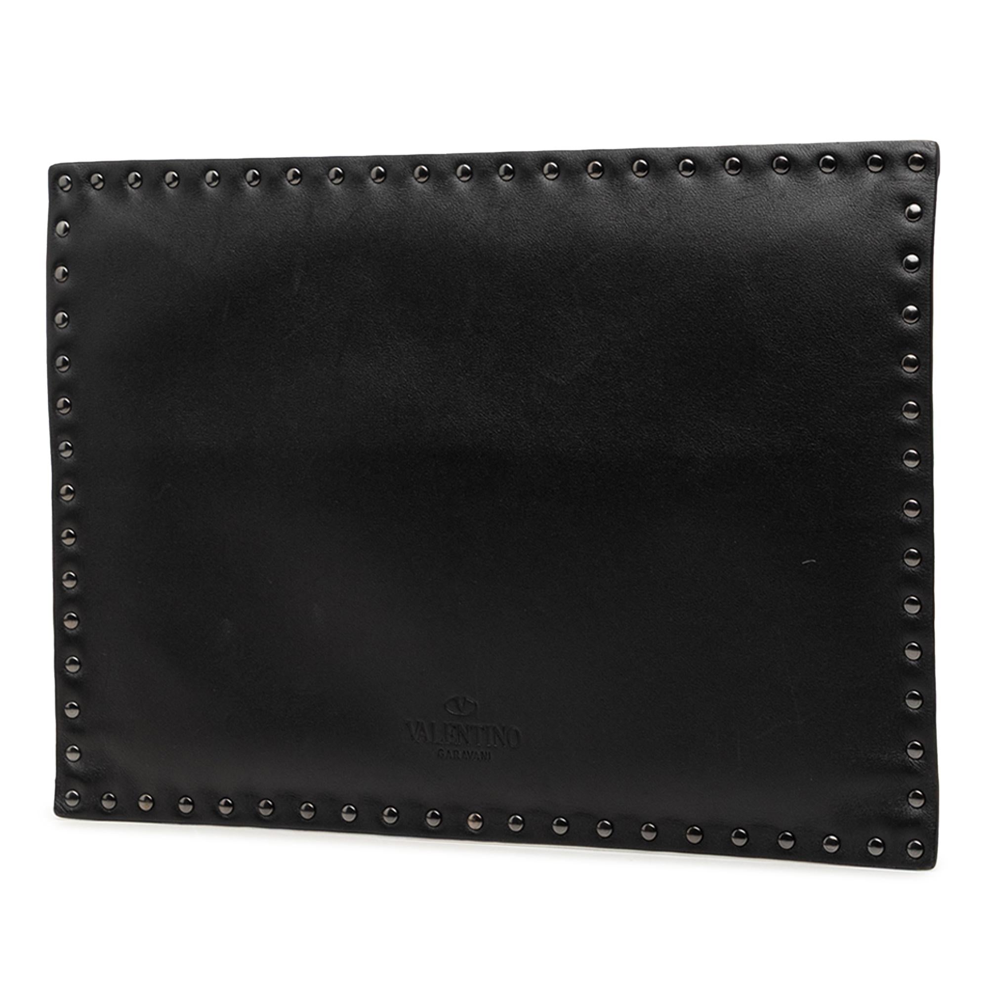 Valentino Leather Rockstud Untitled Envelope Clutch
