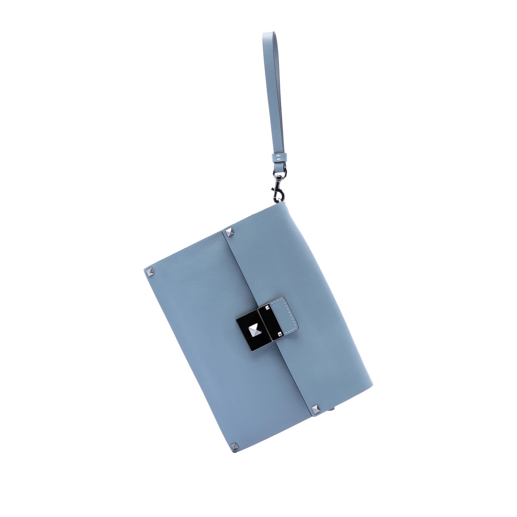 Valentino Leather Rockstud Wristlet Clutch