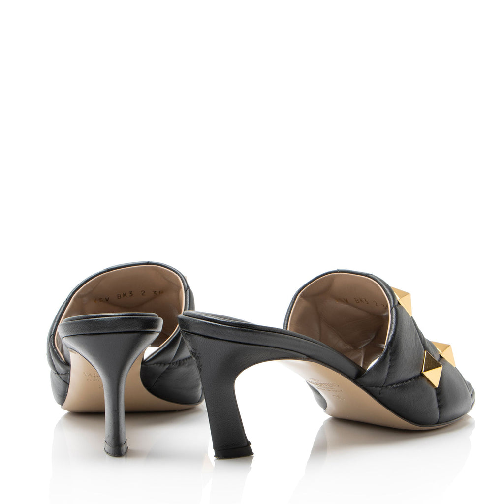 Valentino Leather Roman Stud Mules - Size 8 / 38