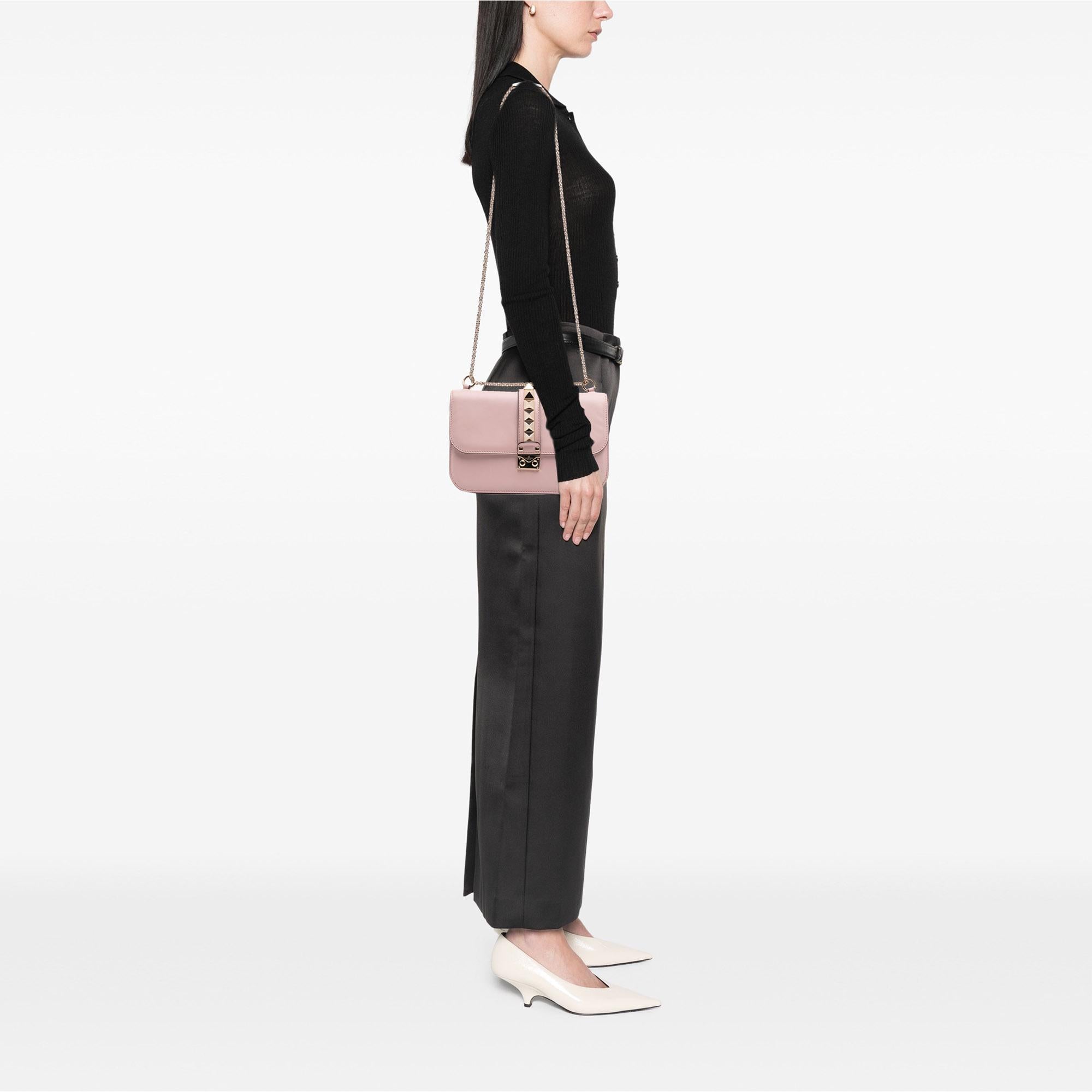 Valentino Medium Calfskin Rockstud Glam Lock Crossbody