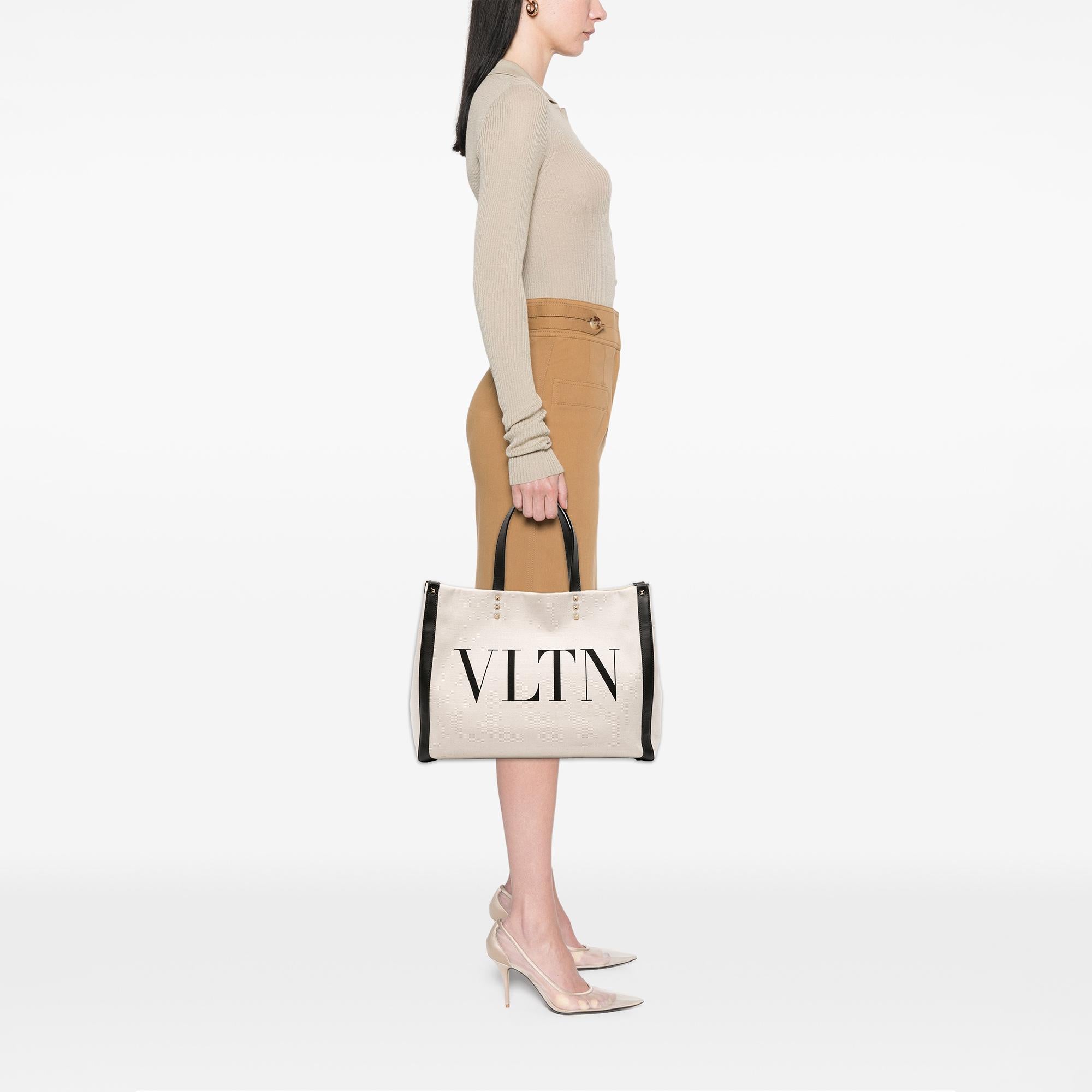 Valentino Medium Canvas Rockstud VLTN Tote
