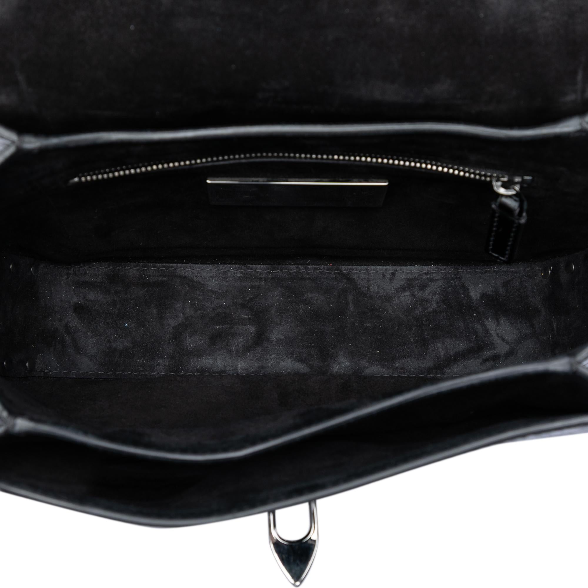 Valentino Medium Craquele Calfskin Guitar Strap Rockstud Rolling Flap Crossbody