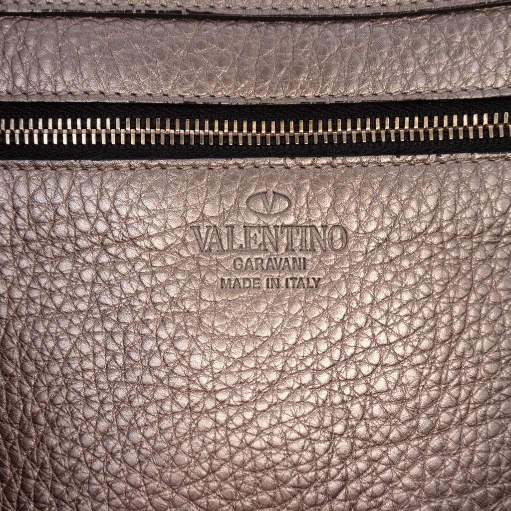 Valentino Medium Metallic Leather Rockstud Trapeze Satchel