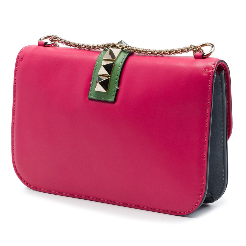 Valentino Medium Tricolor Calfskin Rockstud Glam Lock Crossbody