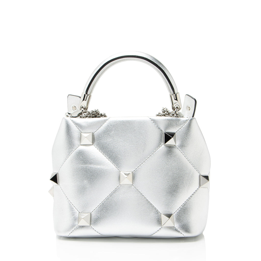 Valentino Metallic Calfskin Roman Stud The Handle Small Top Handle