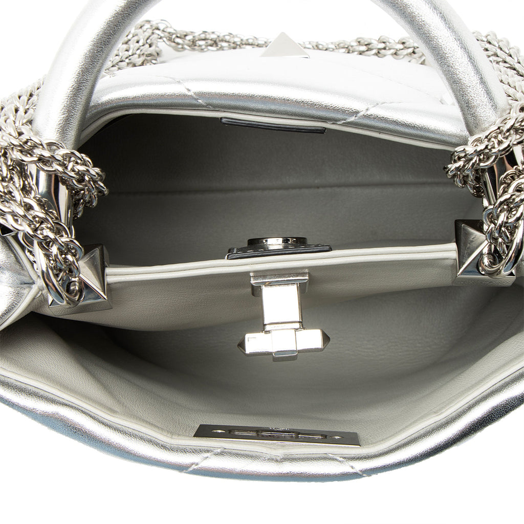 Valentino Metallic Calfskin Roman Stud The Handle Small Top Handle