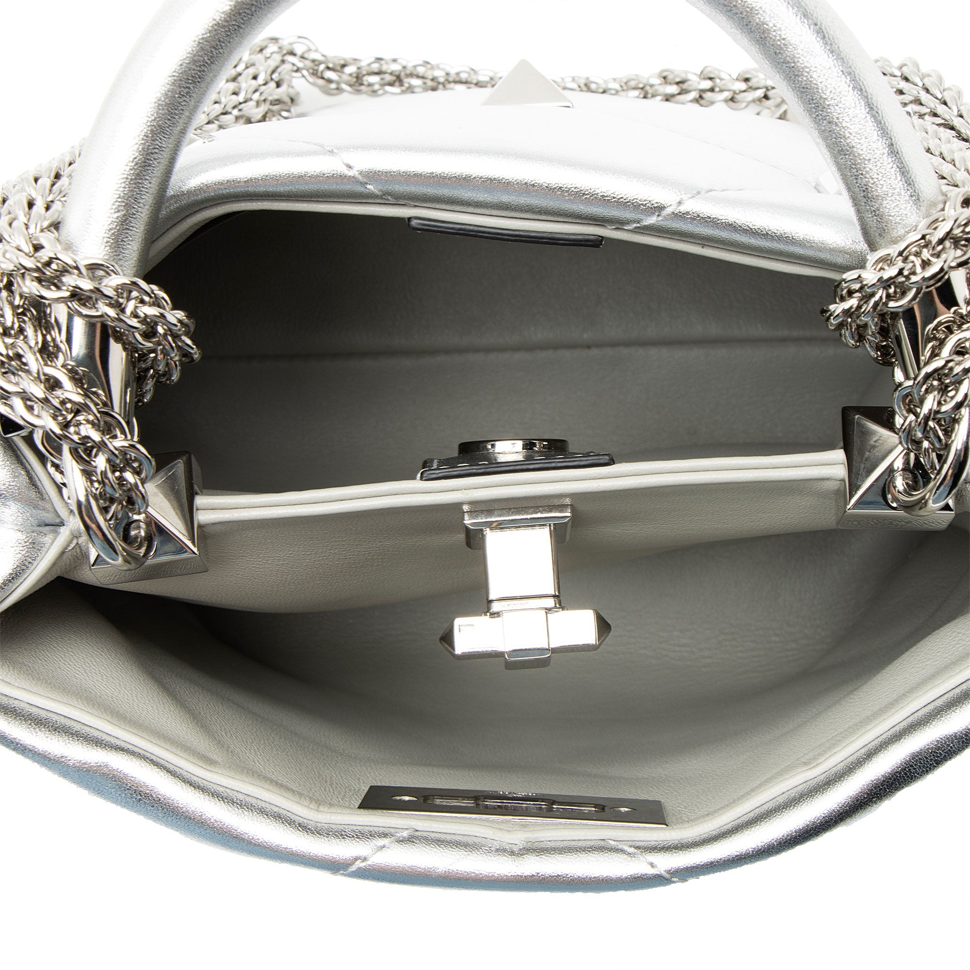 Valentino Metallic Calfskin Roman Stud The Handle Small Top Handle