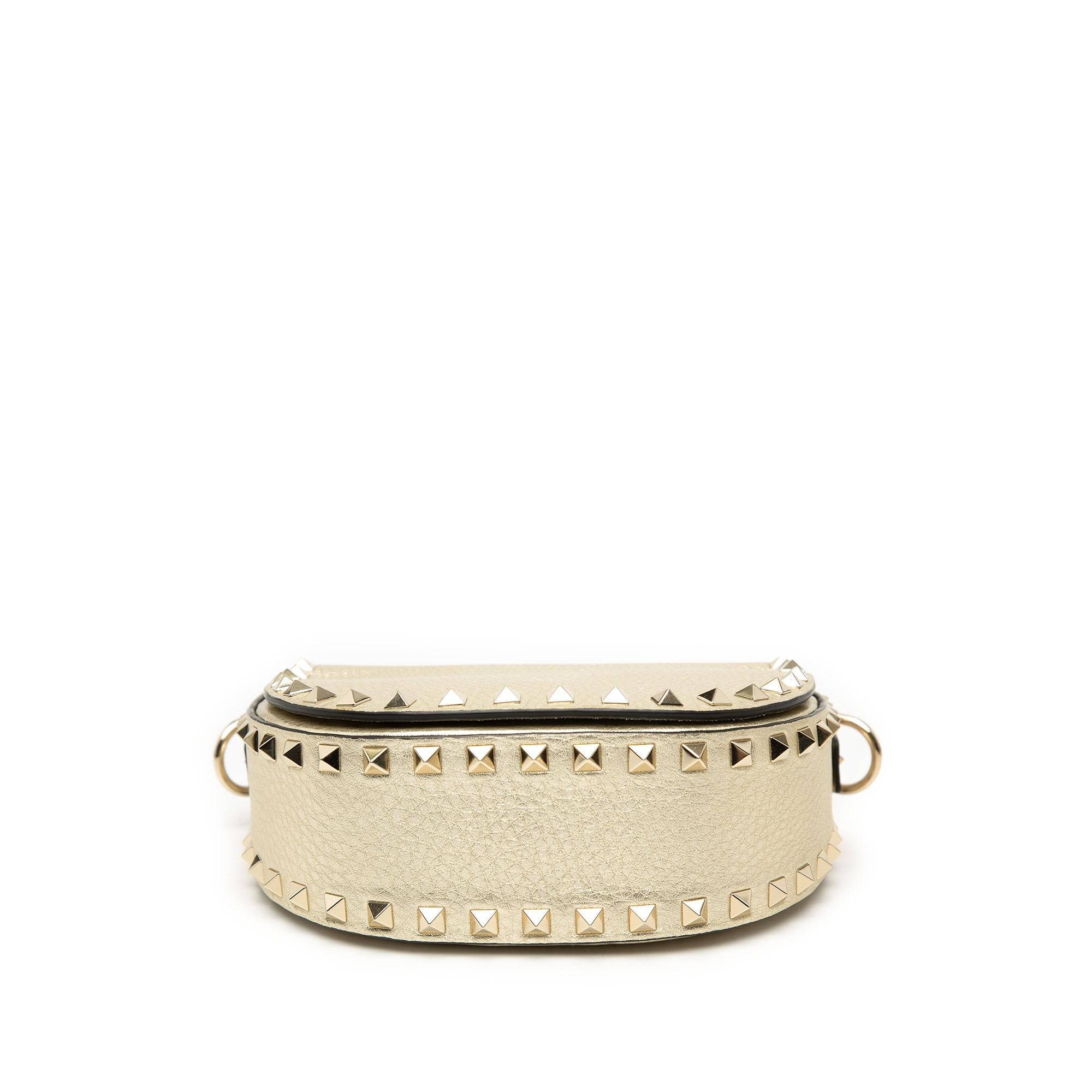 Valentino Metallic Grained Calfskin Rockstud Saddle Crossbody