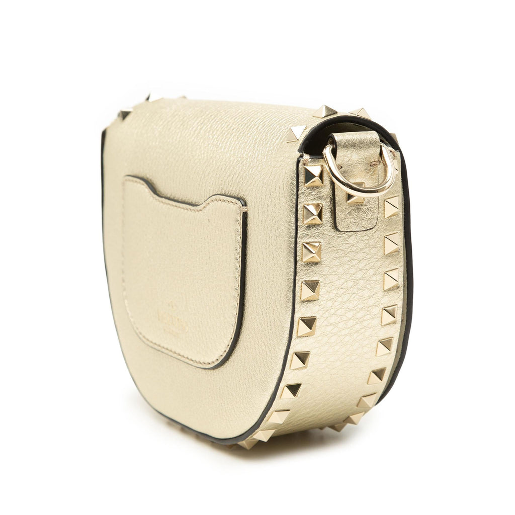 Valentino Metallic Grained Calfskin Rockstud Saddle Crossbody