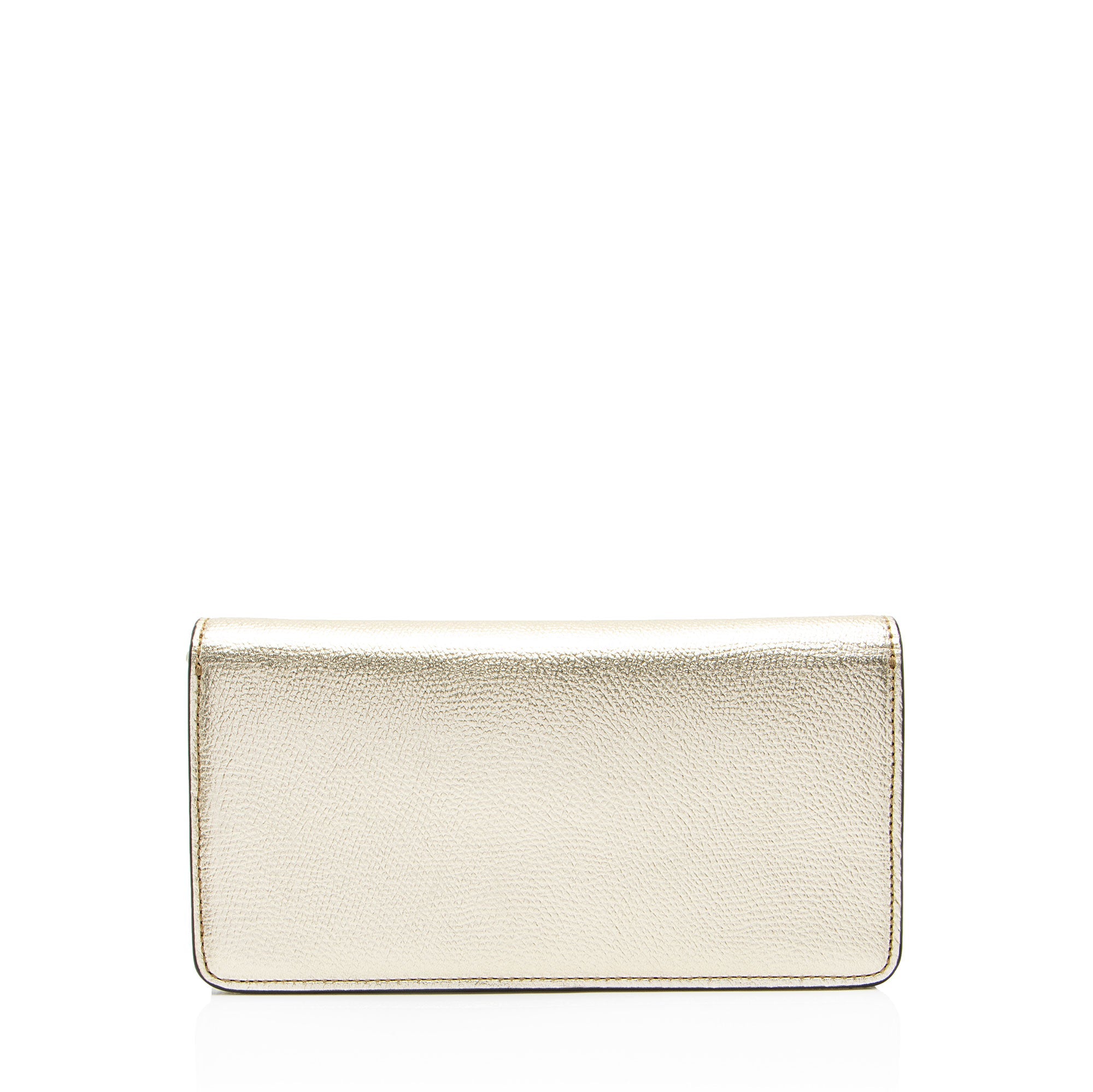 Valentino Metallic Grainy Calfskin VLogo Wallet on Chain