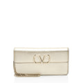 Valentino Metallic Grainy Calfskin VLogo Wallet on Chain