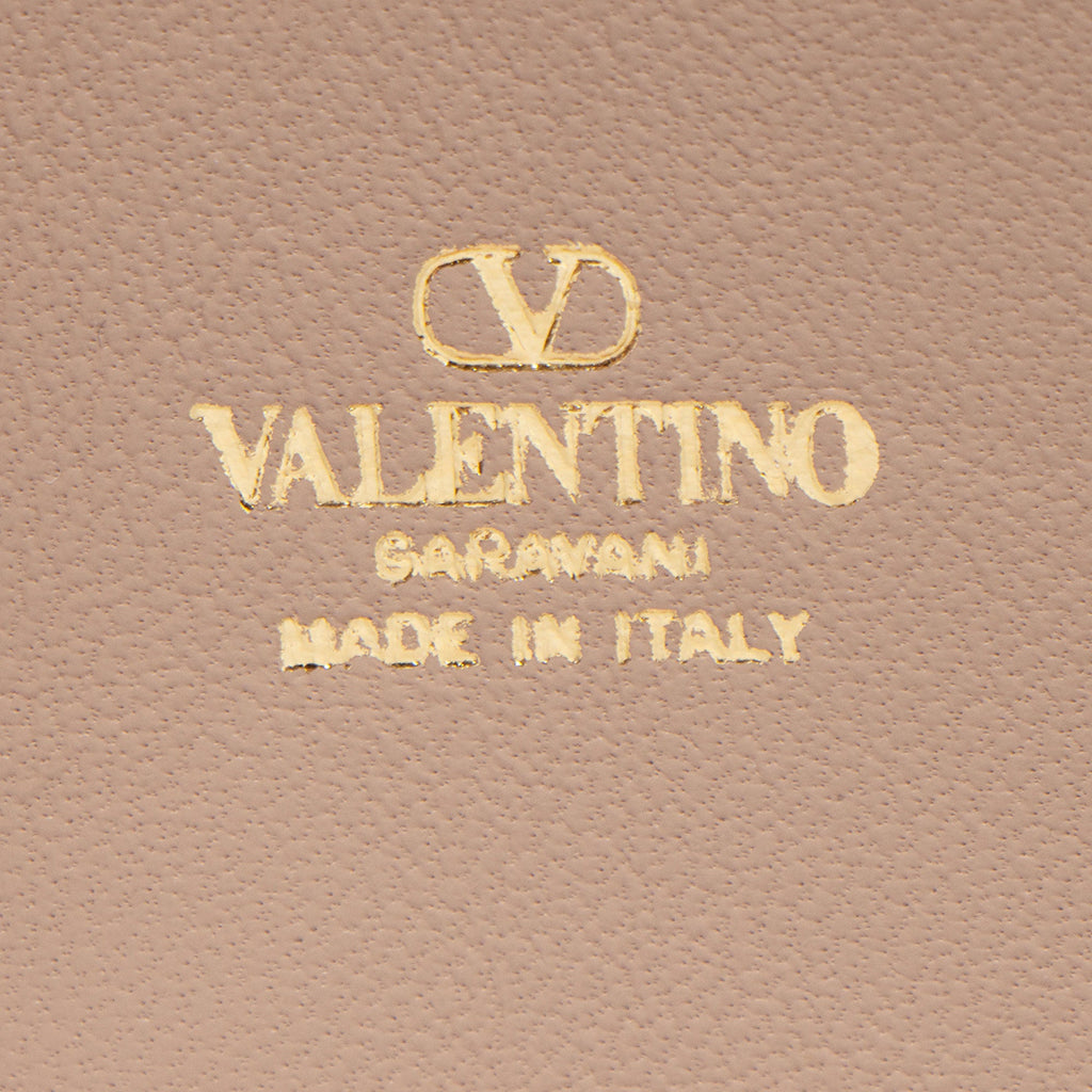 Valentino Metallic Grainy Calfskin VLogo Wallet on Chain