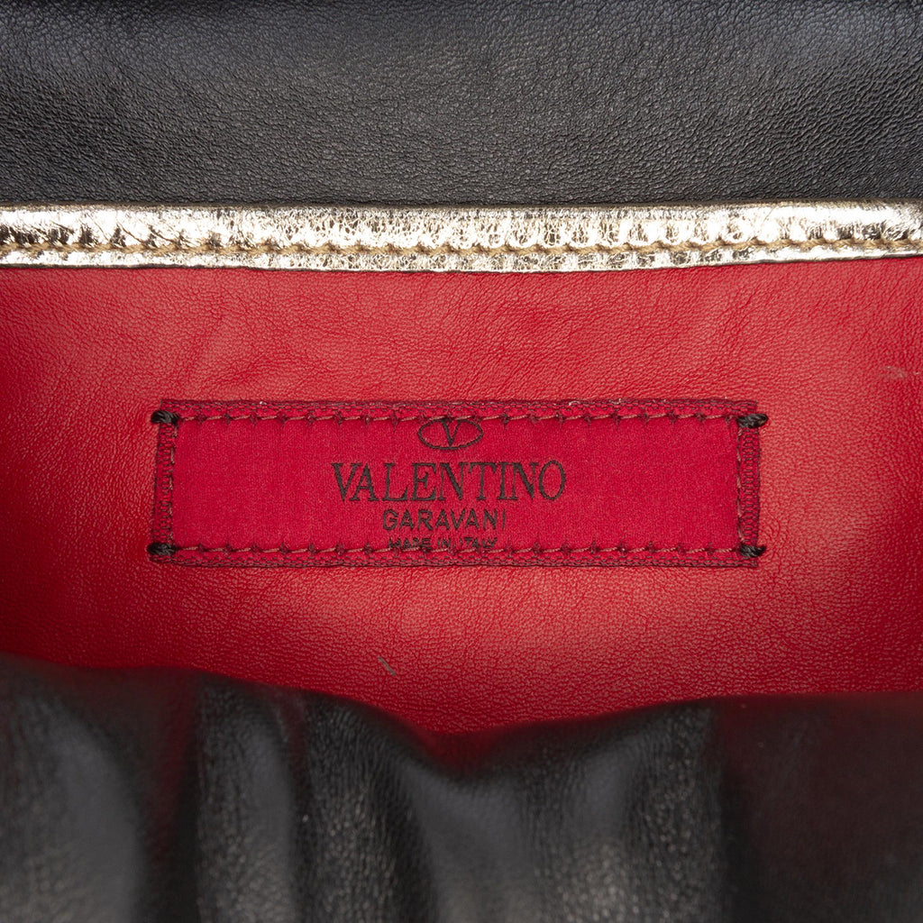 Valentino Metallic Wrinkled Lambskin Rockstud Spike Double Zip Camera Bag