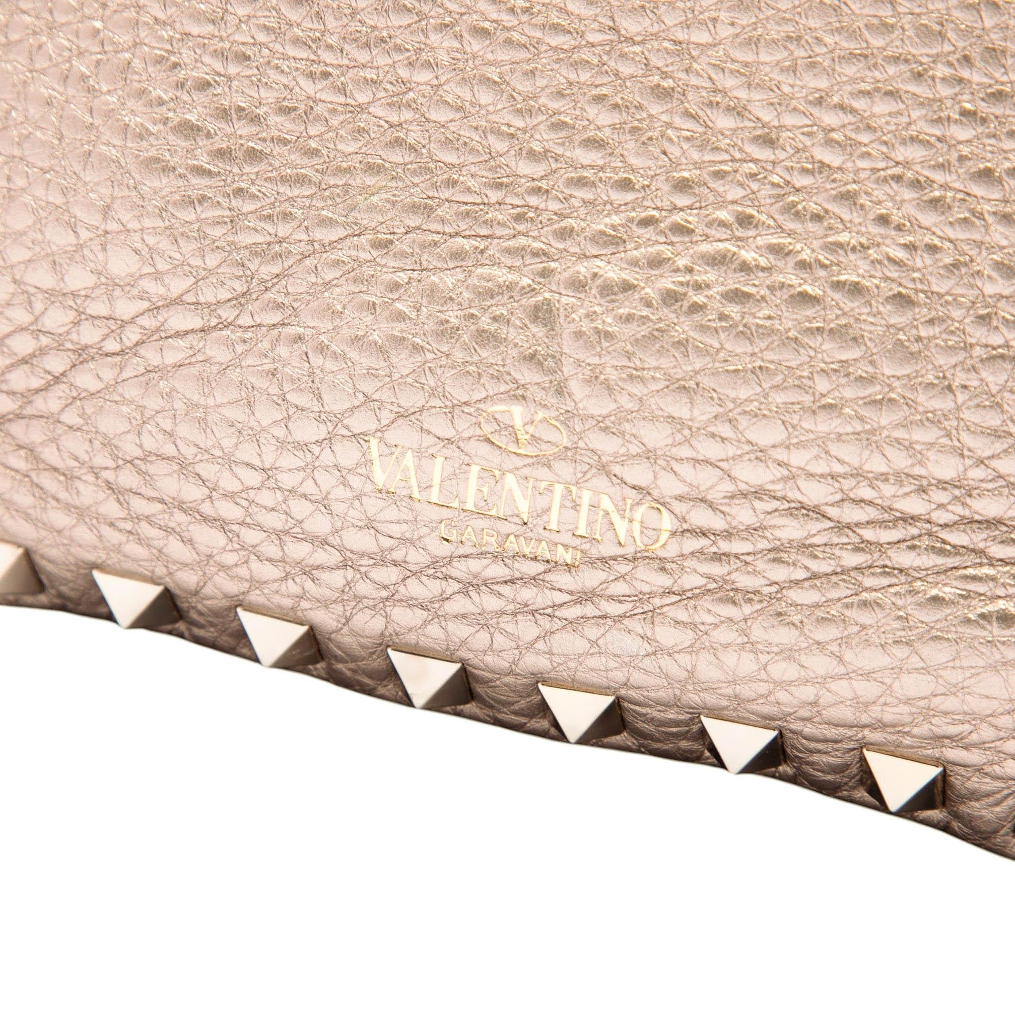 Valentino Mini Metallic Pebbled Calfskin Rockstud Trapeze Satchel