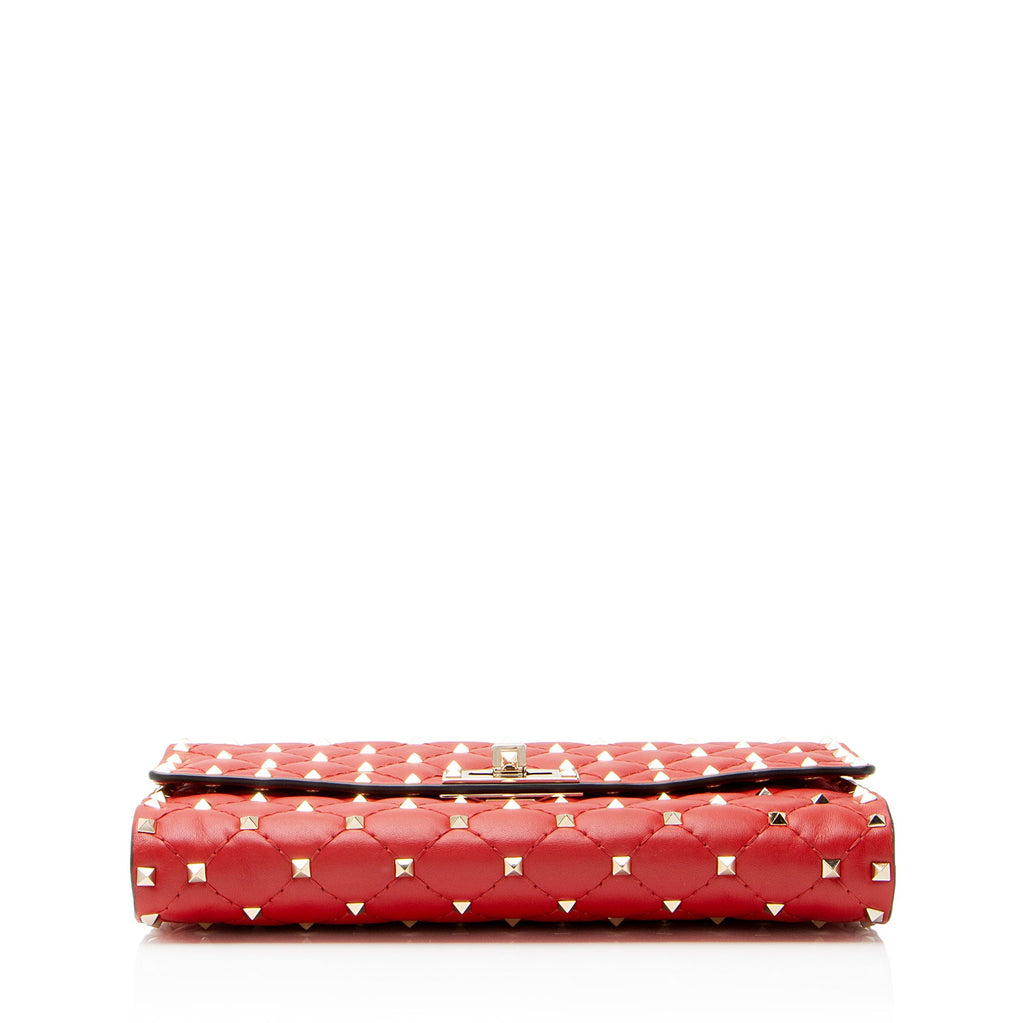 Valentino Nappa Leather Rockstud Spike Wallet On Chain