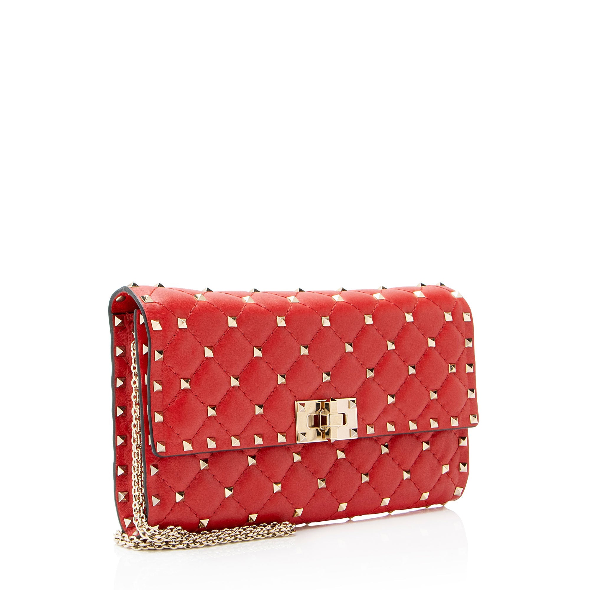 Valentino Nappa Leather Rockstud Spike Wallet On Chain