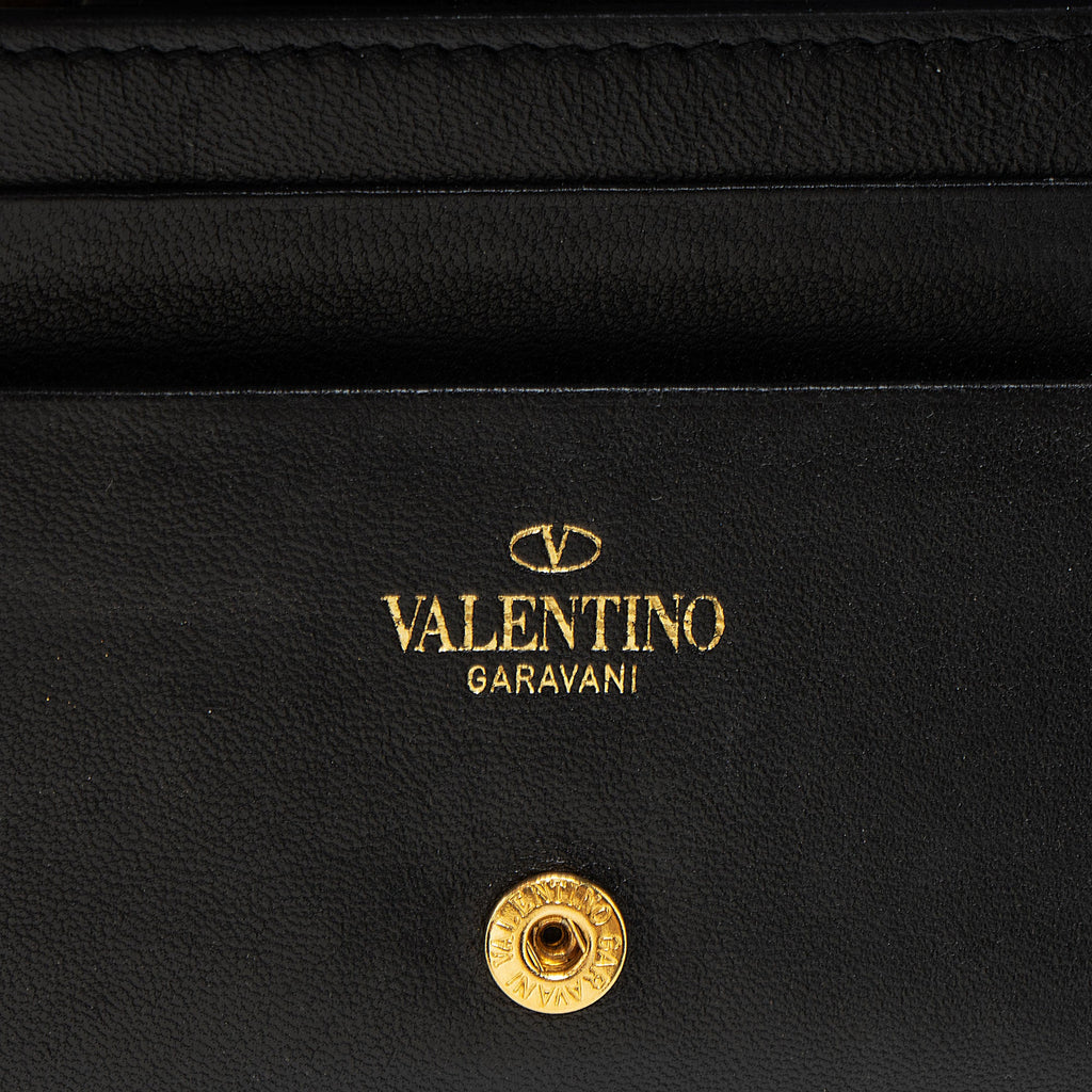 Valentino Nappa Leather Roman Stud Flap Wallet