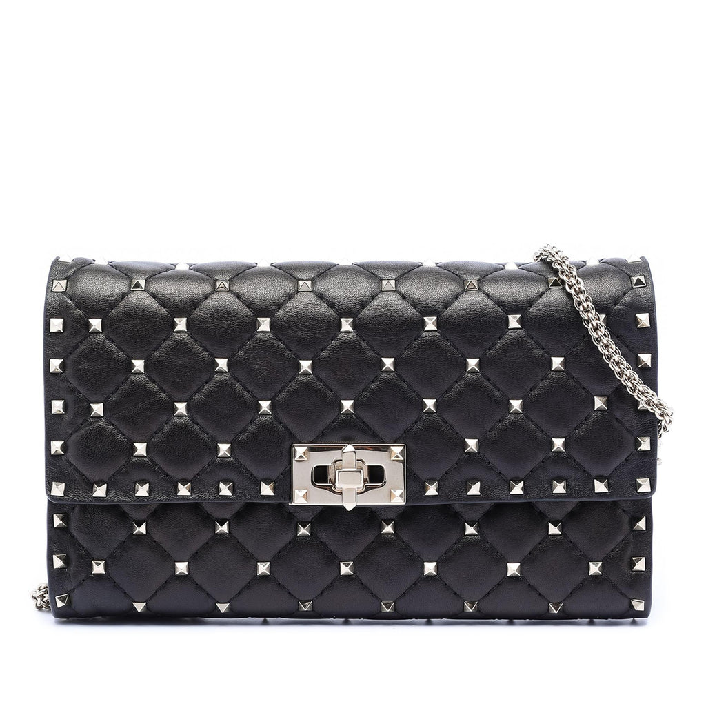 Valentino Nappa Rockstud Spike Wallet On Chain