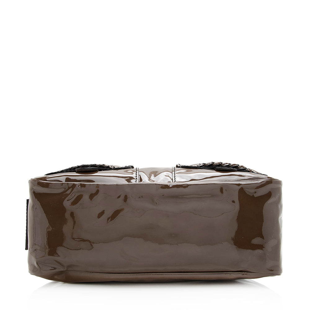 Valentino Patent Leather Braided Handle Satchel (SHF-19732)