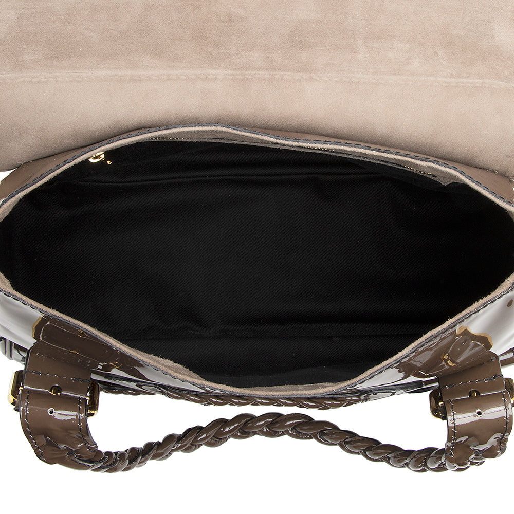 Valentino Patent Leather Braided Handle Satchel (SHF-19732)
