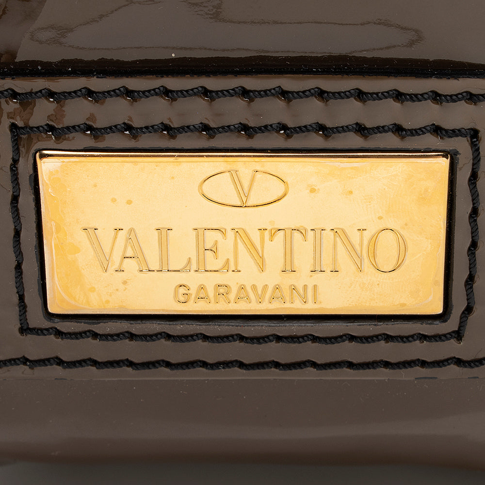 Valentino Patent Leather Braided Handle Satchel (SHF-19732)