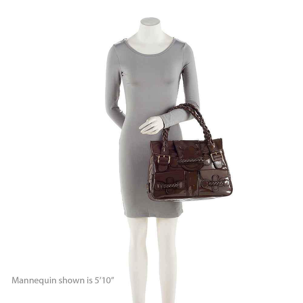 Valentino Patent Leather Braided Handle Satchel (SHF-19732)