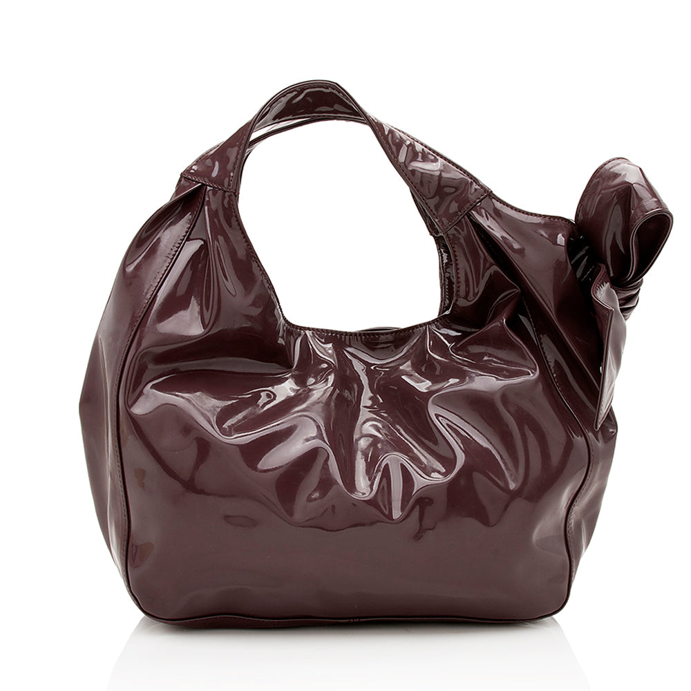 Valentino Patent Leather Nuage Bow Tote (SHF-11612)