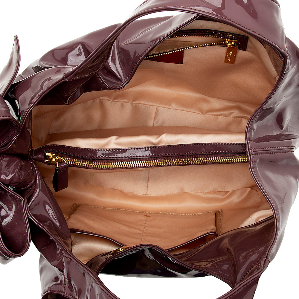 Valentino Patent Leather Nuage Bow Tote (SHF-11612)