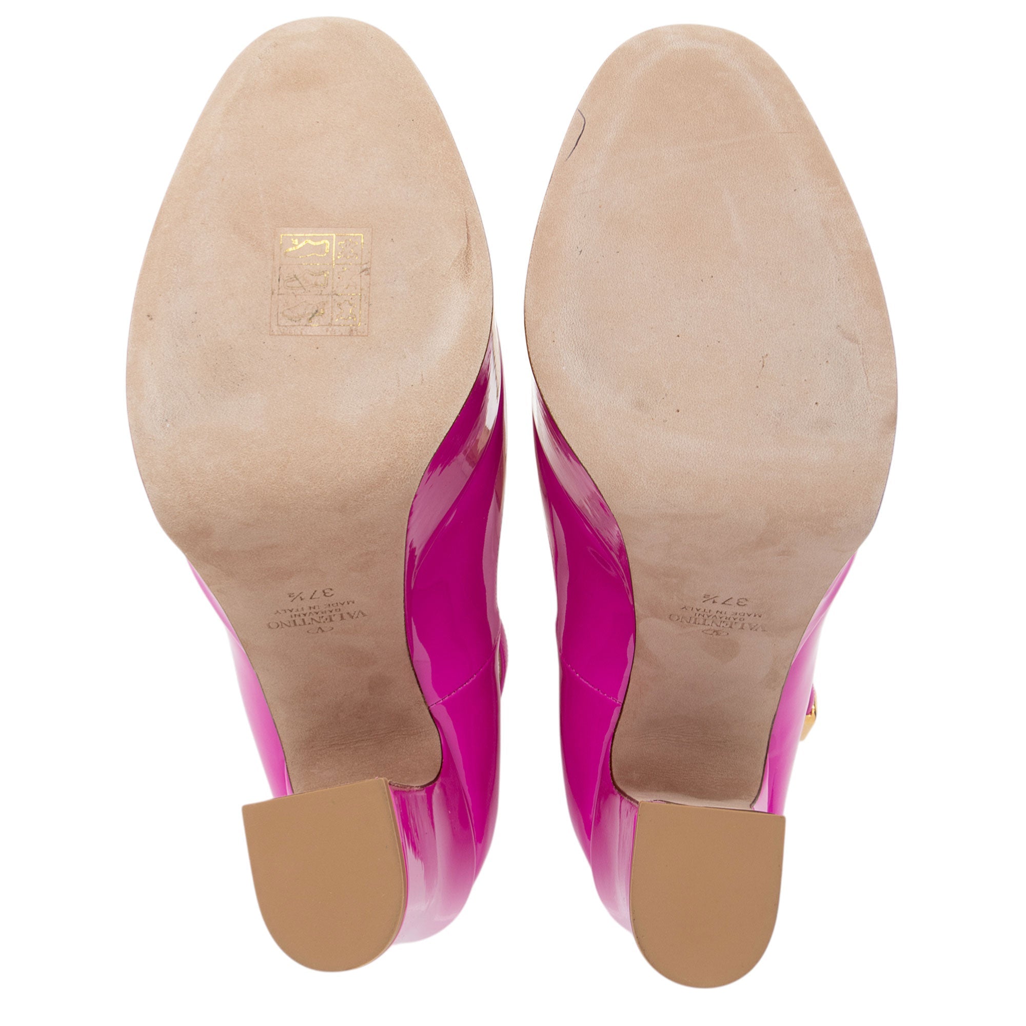 Valentino Patent Leather Tan-Go Platform Pumps - Size 7.5 / 37.5