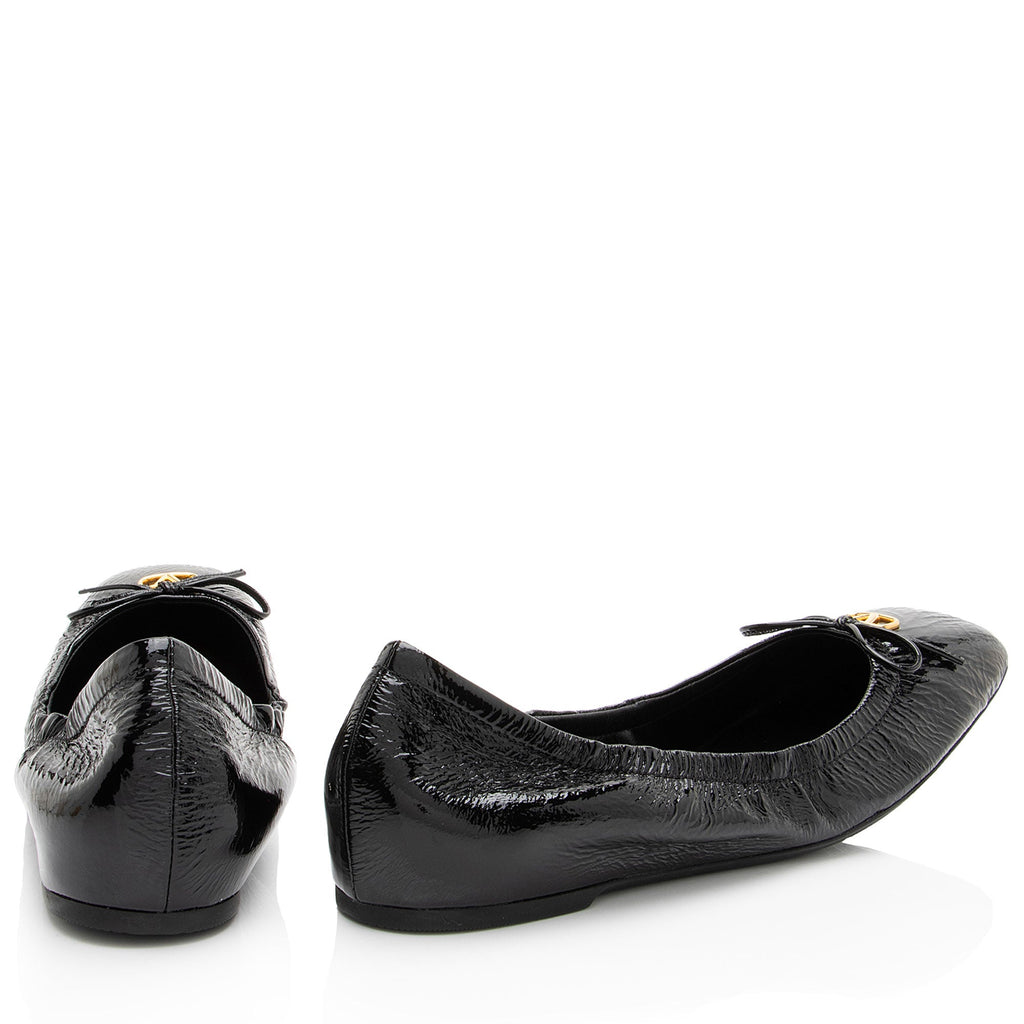 Valentino Patent Leather VLogo Bow Ballet Flats - Size 7.5 / 37.5