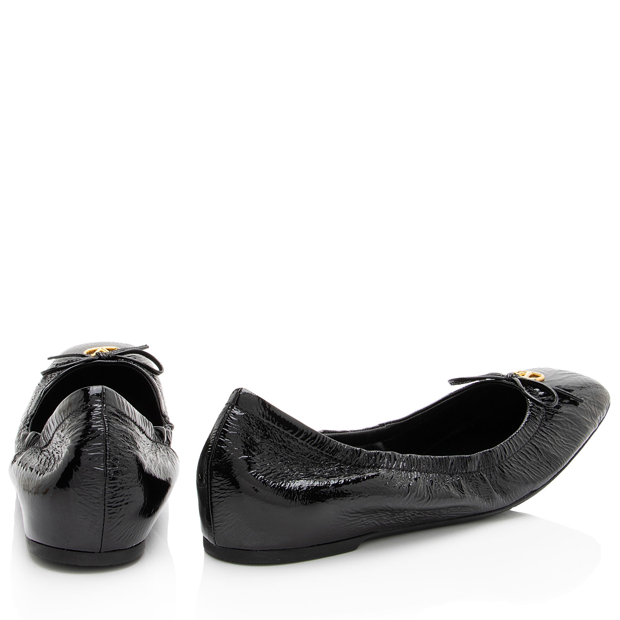 Valentino Patent Leather VLogo Bow Ballet Flats - Size 7.5 / 37.5