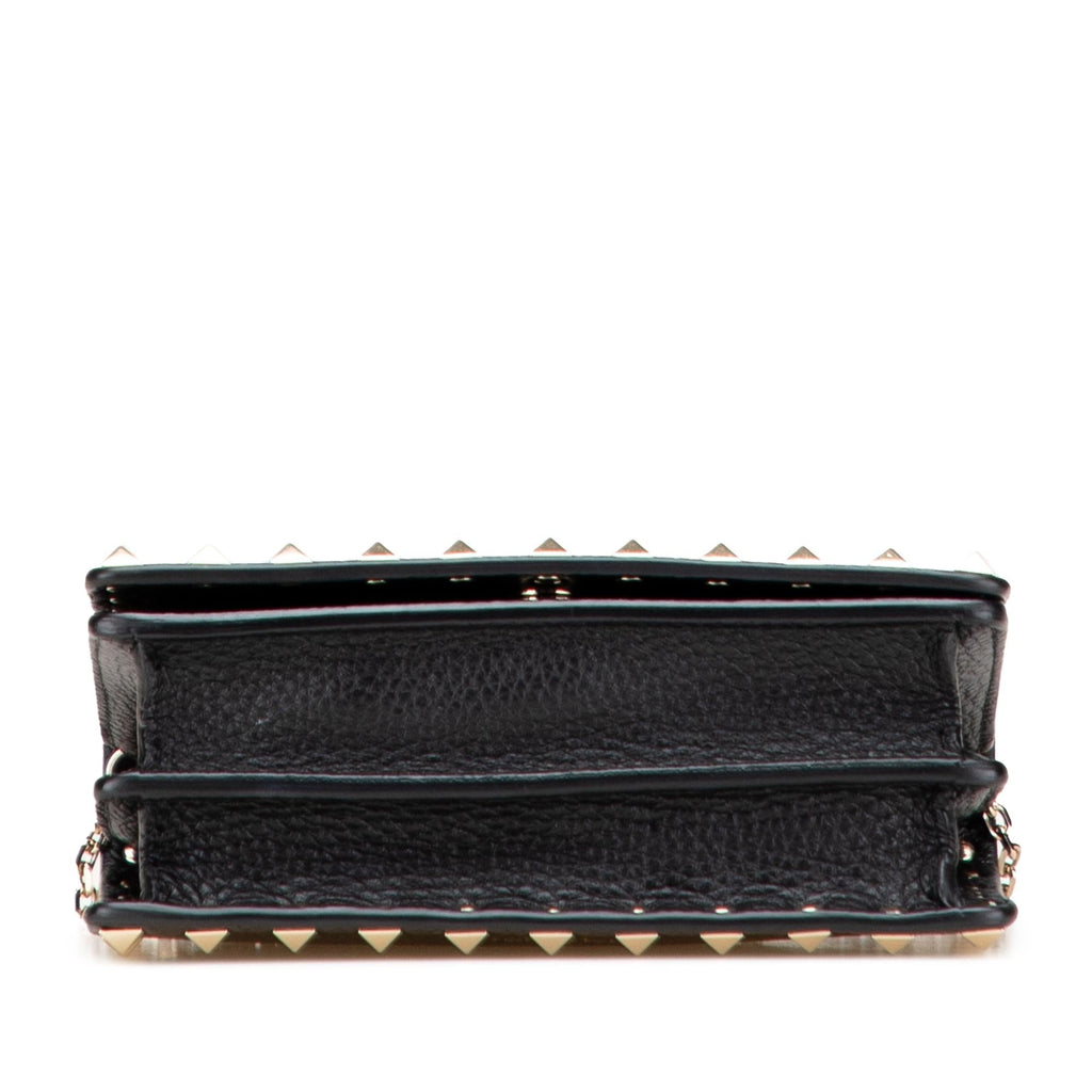 Valentino Pebbled Calfskin Rockstud Chain Wallet